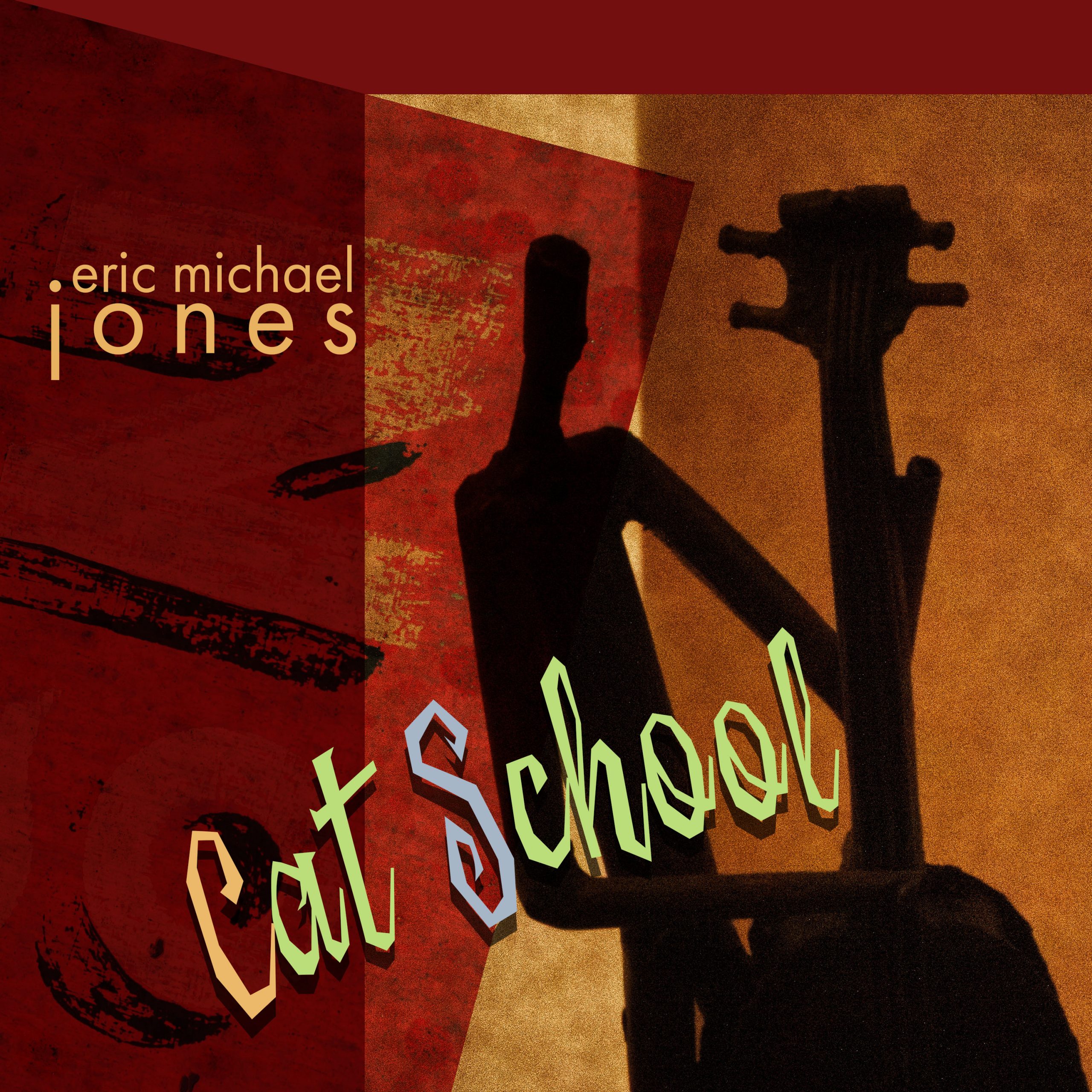 Cover rt for Cat School, showing a graphic of a bass musician